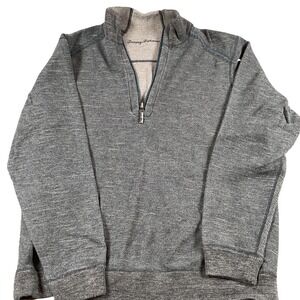 Tommy Bahama Gray 1/4 Zip Pullover Long Sleeve‎ Marlin Logo Sweater LARGE